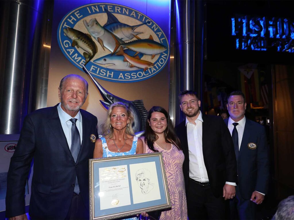 Gene Duvall being presented at the IGFA Hall of Fame awards.