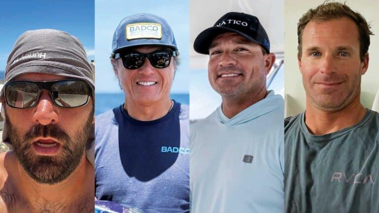 A collage of four professional sportfishing anglers