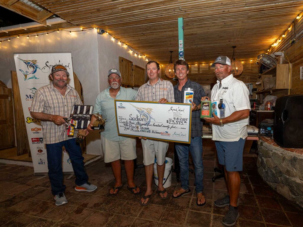 Team Sodium at the 2025 Scrub Island Billfish Series Leg 1 awards ceremony.