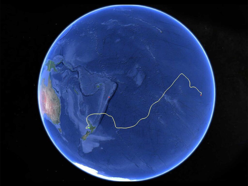 satellite view of the earth showing a track for a marlin tag.