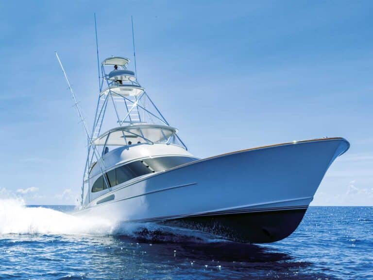 The Rybovich 70 sport-fishing boat on the water.