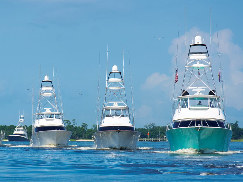 A fleet of sport-fishing boats at the Mississippi Gulf Coast Big Game Classic.