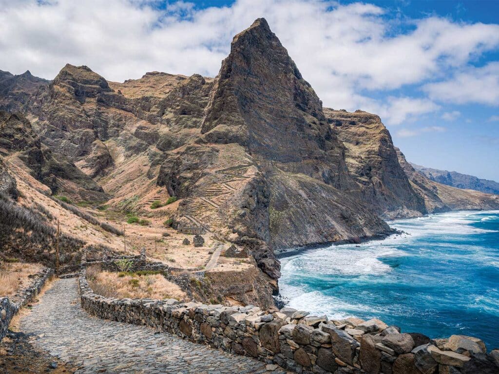 Cape Verde mountain coastline.