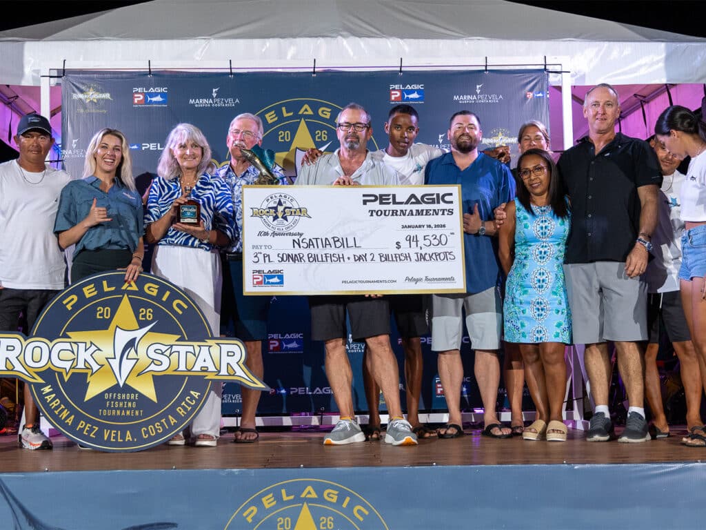 Team Insatiable at the Pelagic Rockstar Tournament Awards ceremony.