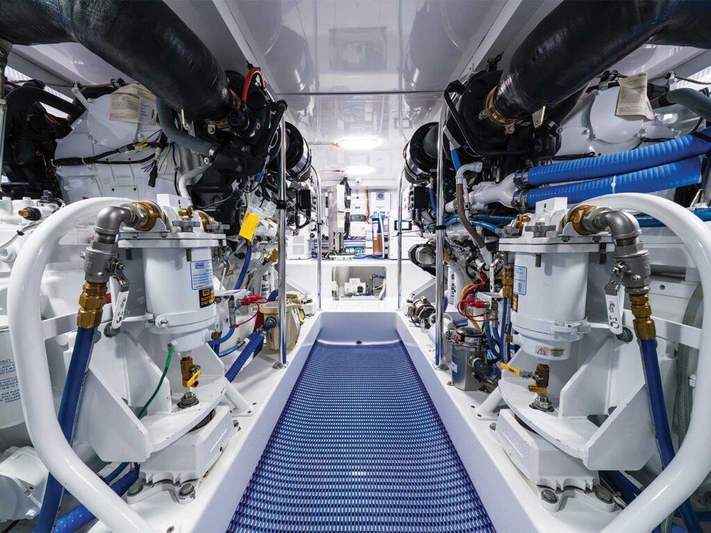 Engine of the Spencer 64 sport-fishing boat.