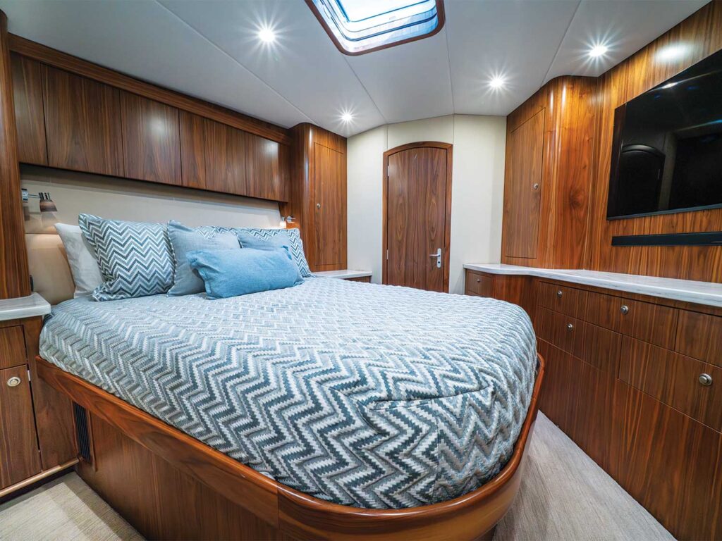 A stateroom of the Spencer 64 sport-fishing boat.