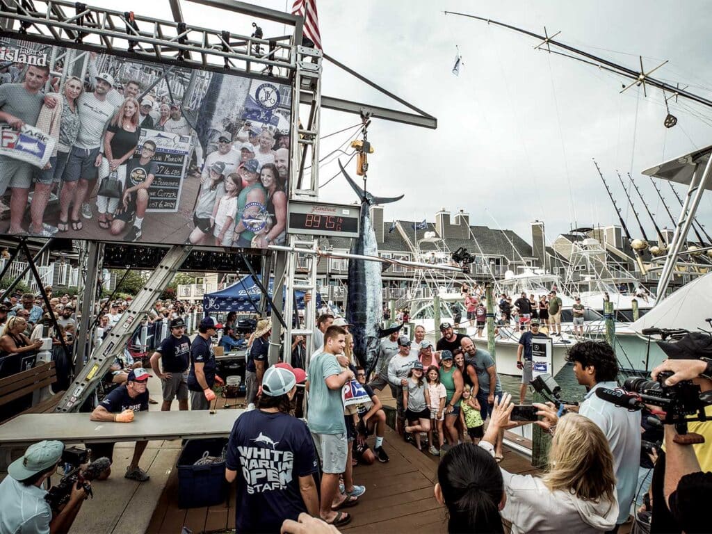 Crowd at the White Marlin Open docks.