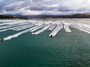 A fleet of sport-fishing boats at the Kubota Billfish Classic.