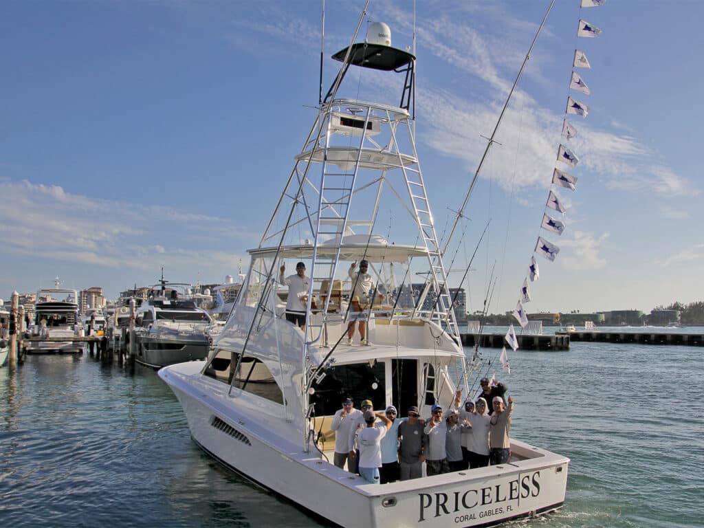 Team Priceless flies release flags from their rigging.