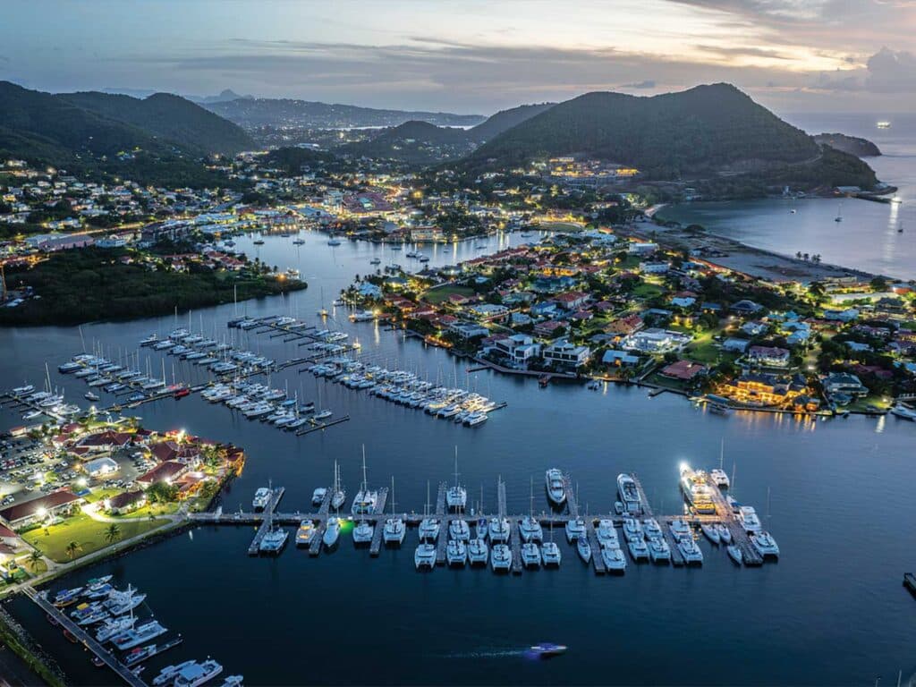 Aerial view St. Lucia marinas.