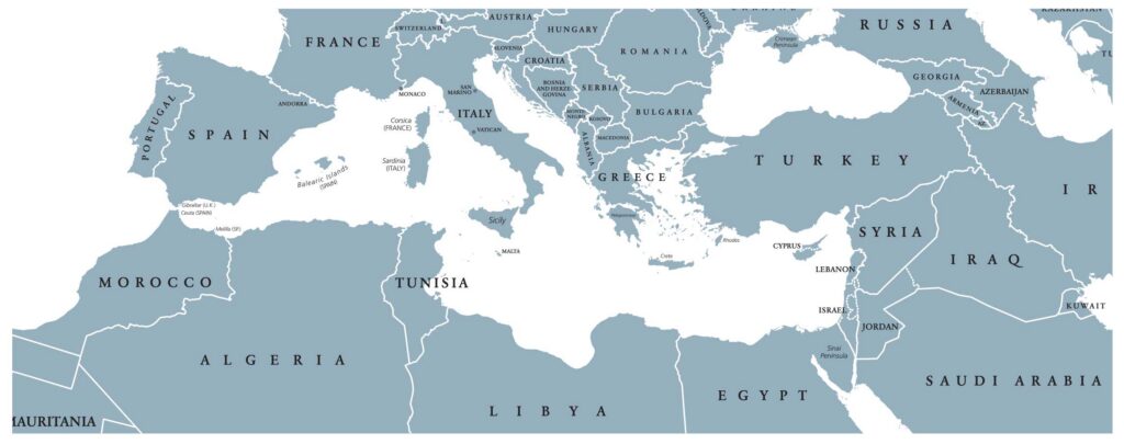 Map of the mediterranean