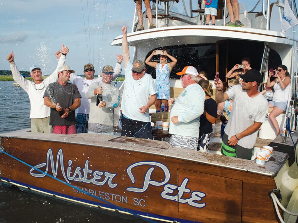 A team of anglers aboard Mister Pete
