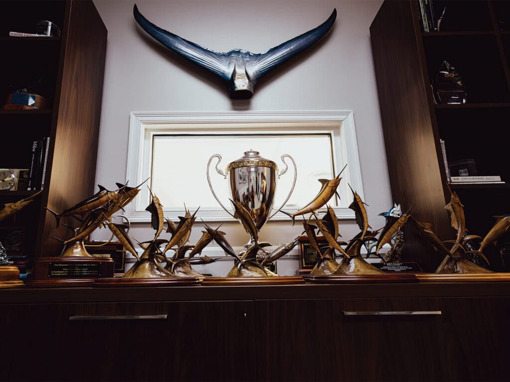 A room of sport-fishing trophies