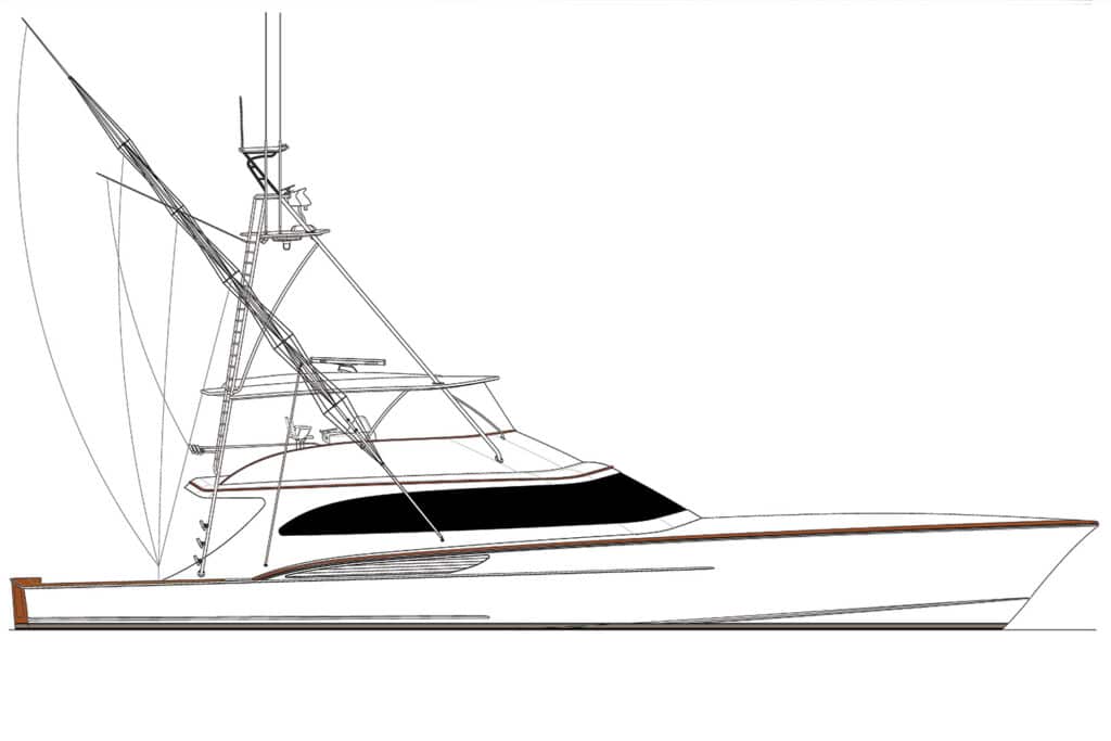 Renderings of Hull 69 from Jarrett Bay Boatworks.