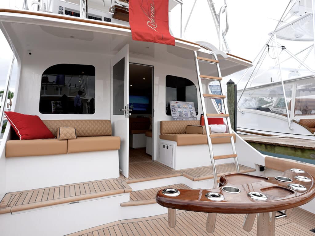 Release 46 Boatworks cockpit and mezzanine.