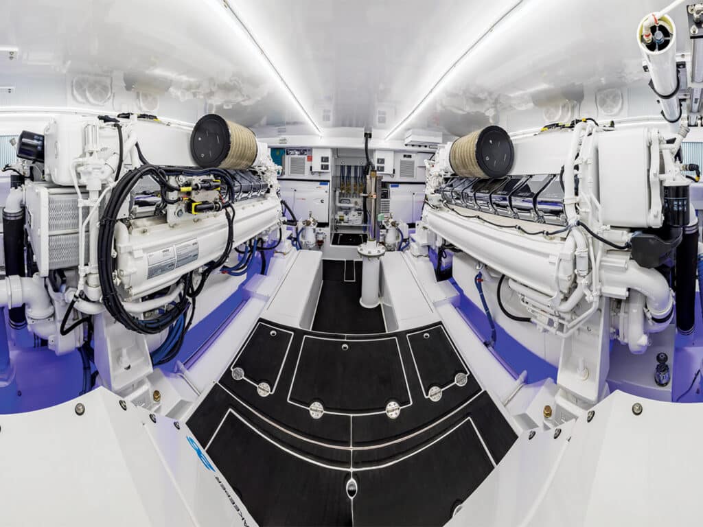 A pristine, clean engine room.