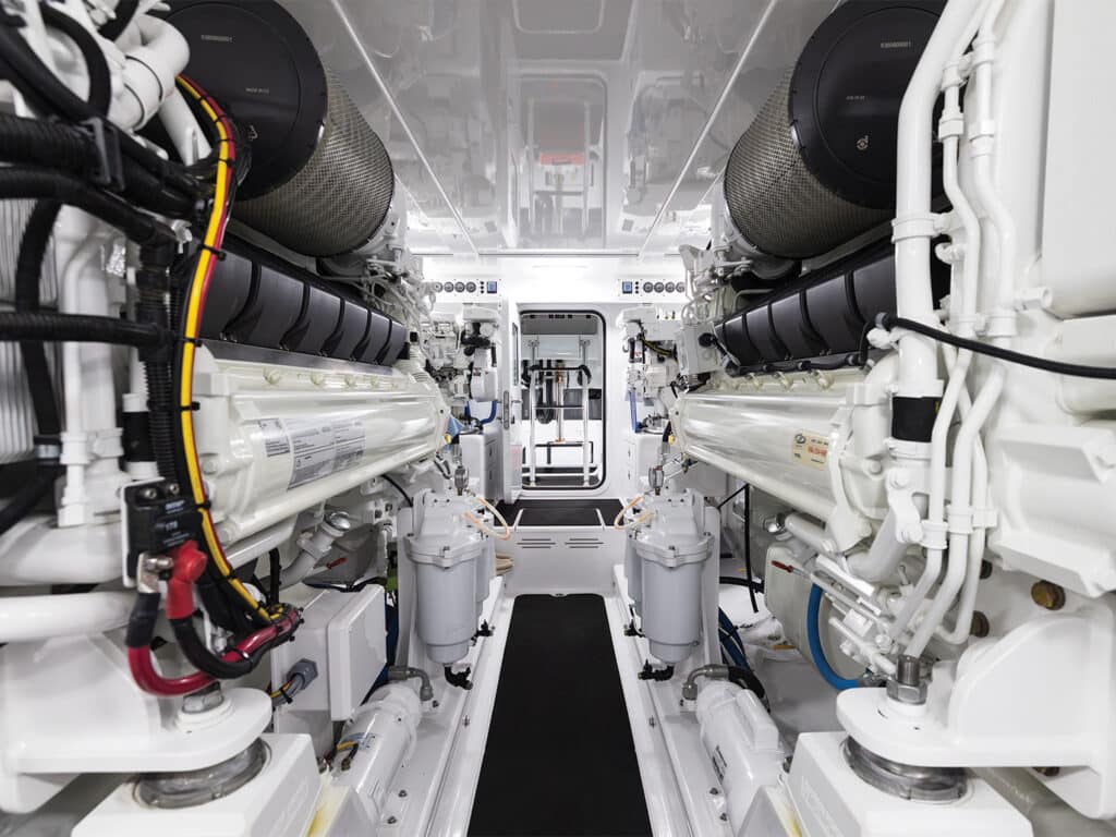 Engine room of the Bayliss Boatworks 64, Tarheel.