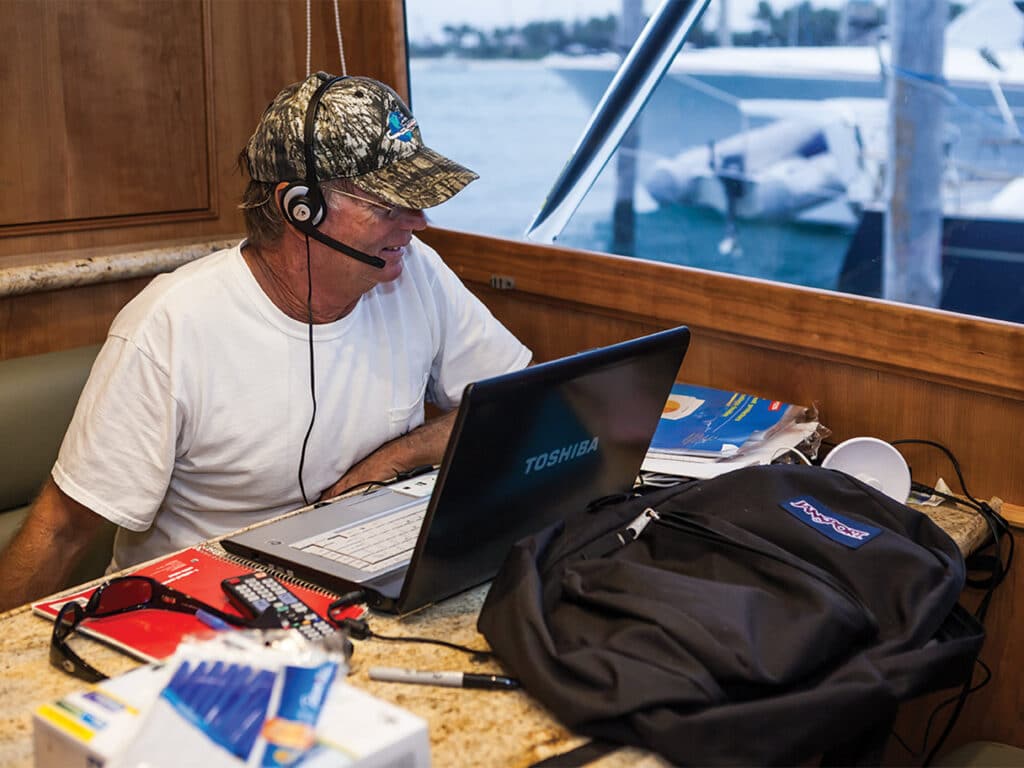 Boat crew in salon