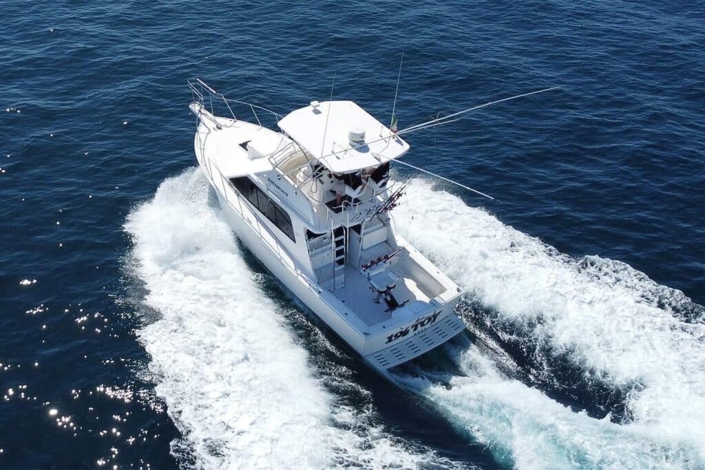 Aerial view of 19's Toy sport-fishing boat