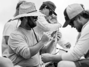 Anglers preparing bait