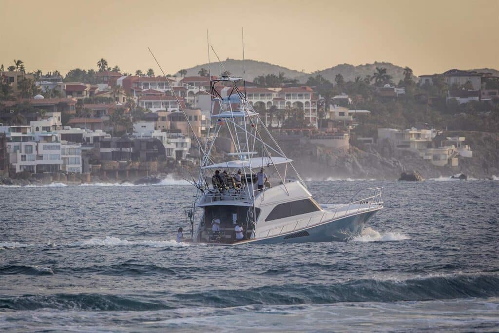 Sport fishing boat Los Cabos shoreline