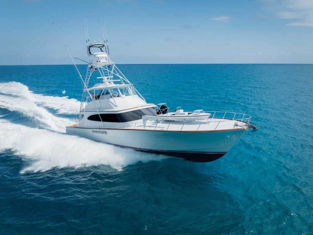 Sport-fishing boat on the water.